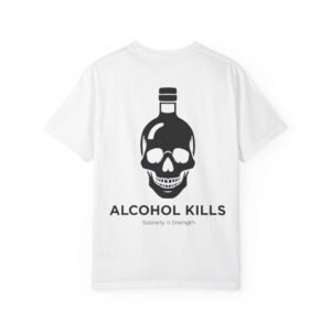 Unisex Garment-Dyed T-shirt with Skull Design, Alcohol Kills