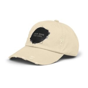 Clear Mind Full Life Distressed Unisex Cap